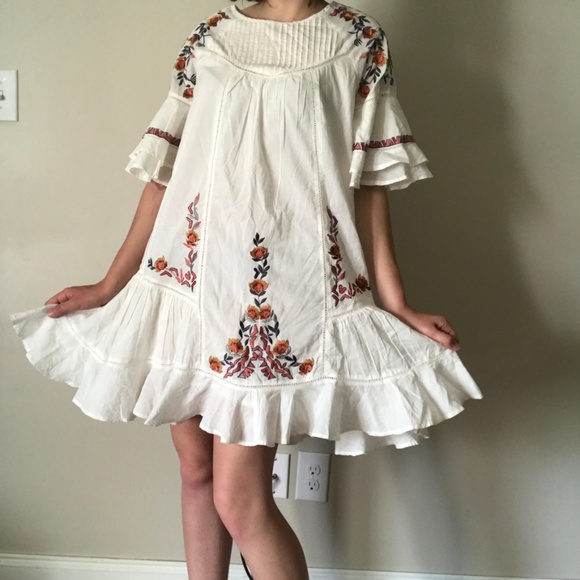 Free People Pavlo Babydoll Boho Embroidered Dress - Picture 4 of 8